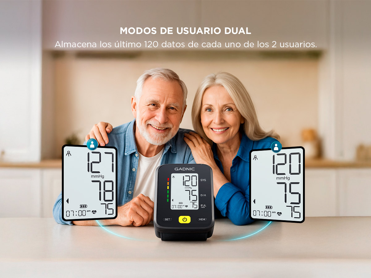 Tensiómetro Digital Automático de Muñeca Gadnic Pantalla LCD Memoria 2 Usuarios - Imagen 6
