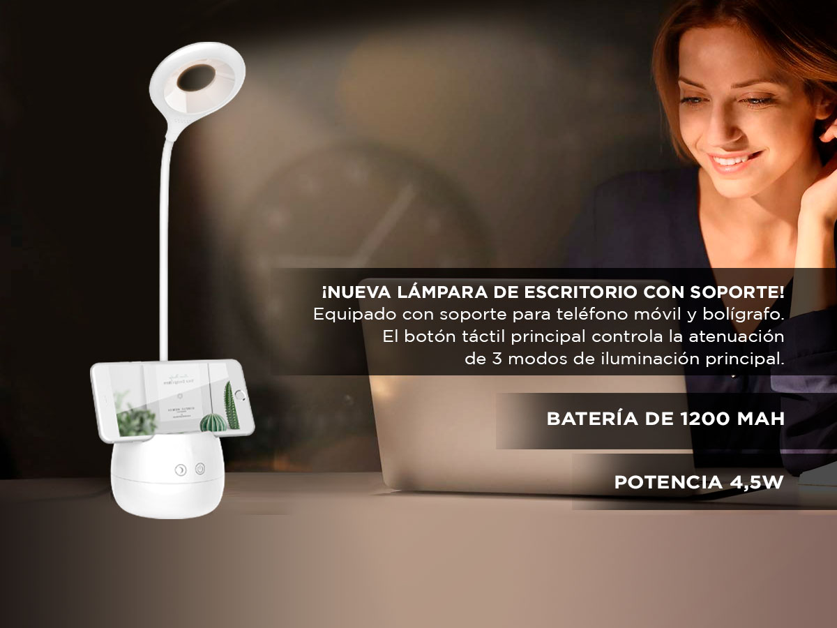 Lámpara Velador de Escritorio Gadnic Lyt2 con Soporte para Celular y Lapicera - Imagen 3