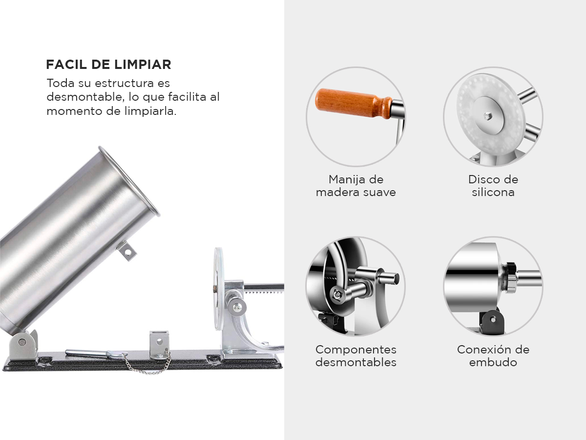 Maquina Churrera Industrial Cuk By Gadnic Embutidora Manual 3kg Acero Inoxidable - Imagen 4