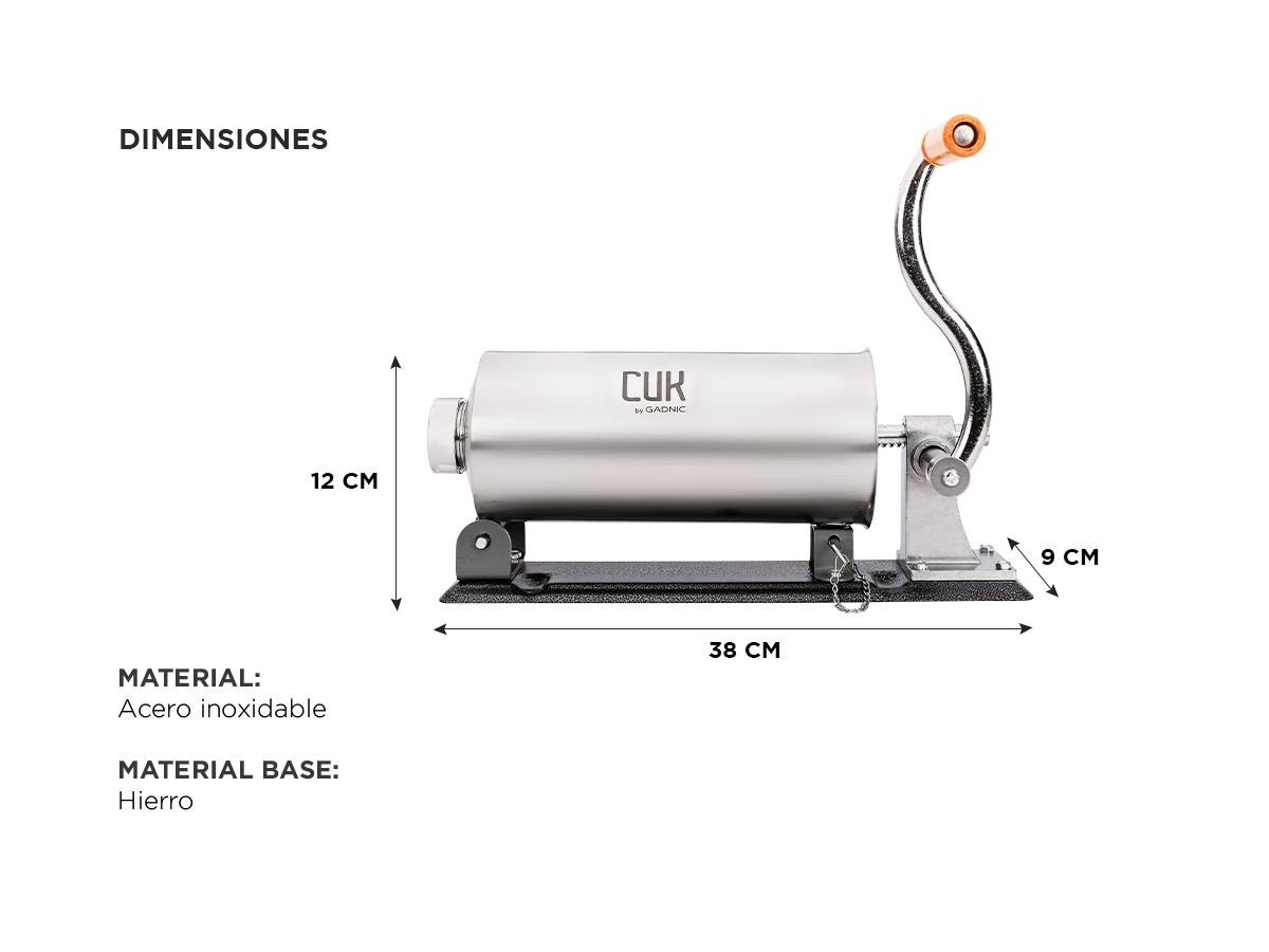 Maquina Churrera Industrial Cuk By Gadnic Embutidora Manual 3kg Acero Inoxidable - Imagen 5
