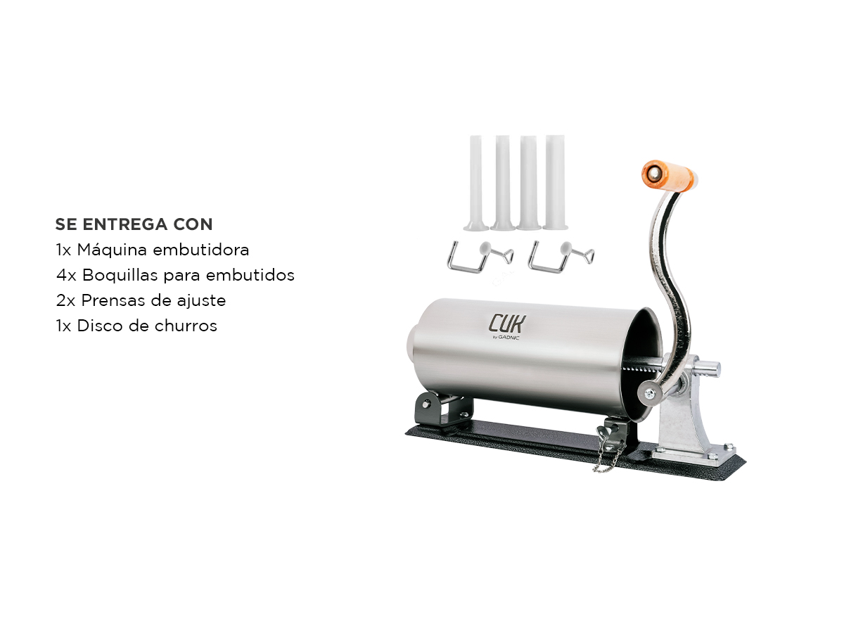 Maquina Churrera Industrial Cuk By Gadnic Embutidora Manual 3kg Acero Inoxidable - Imagen 6