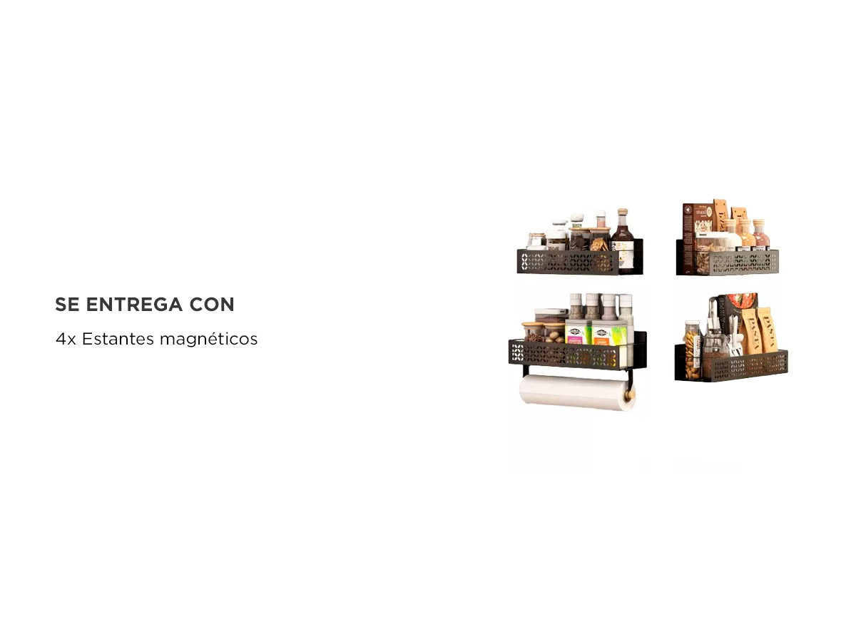 Set Organizador Especiero y Portarrollo Gadnic Estante Magnetico para Heladera - Imagen 6