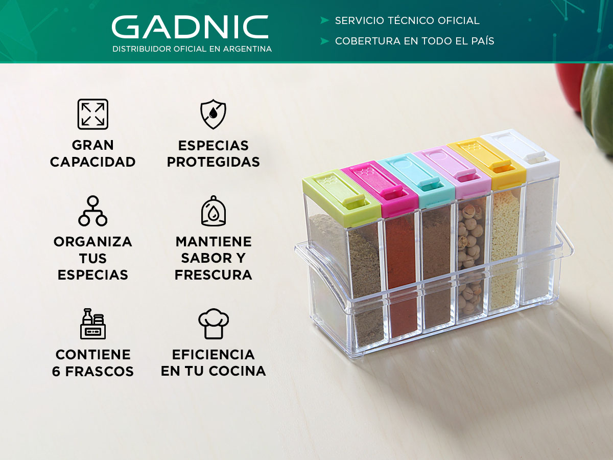 Especiero 6 Frascos Gadnic ESPC6 Para Condimento Especias - Imagen 2