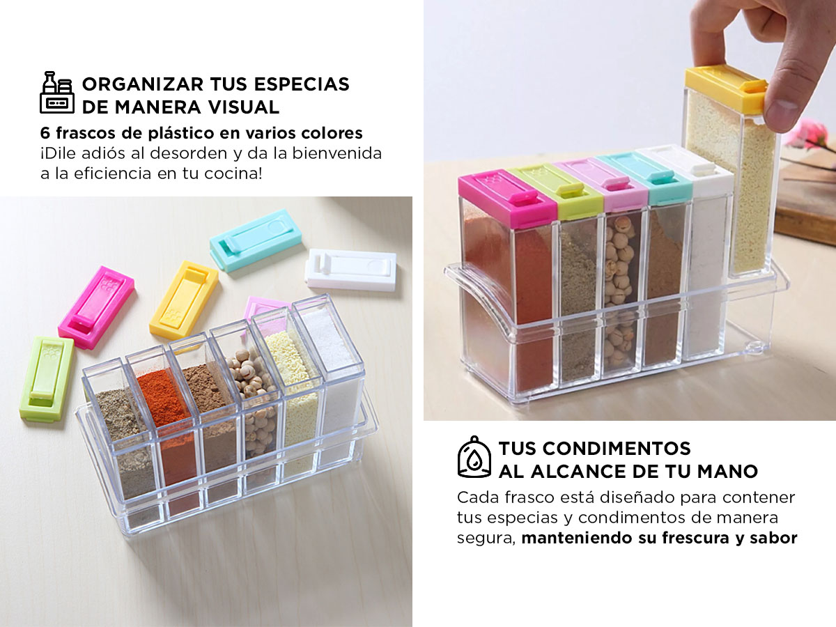Especiero 6 Frascos Gadnic ESPC6 Para Condimento Especias - Imagen 3