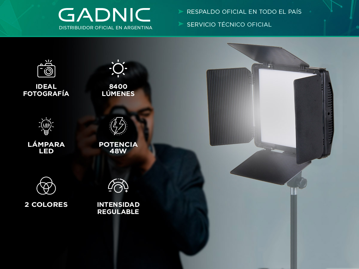 Iluminador Continuo MX Gadnic 8400 Lúmenes 2 Colores Compatible Con Trípodes - Imagen 2