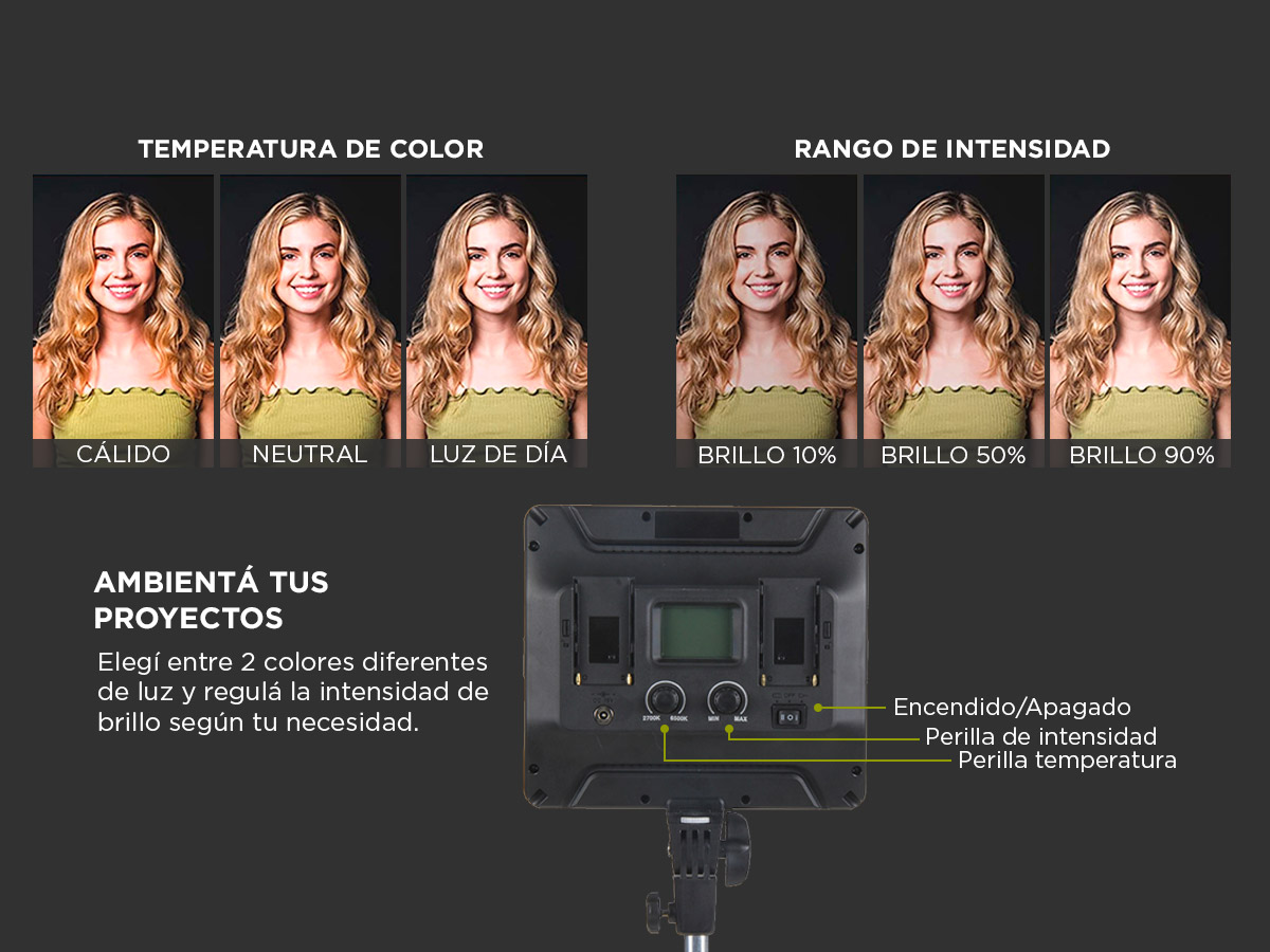 Iluminador Continuo MX Gadnic 8400 Lúmenes 2 Colores Compatible Con Trípodes - Imagen 4