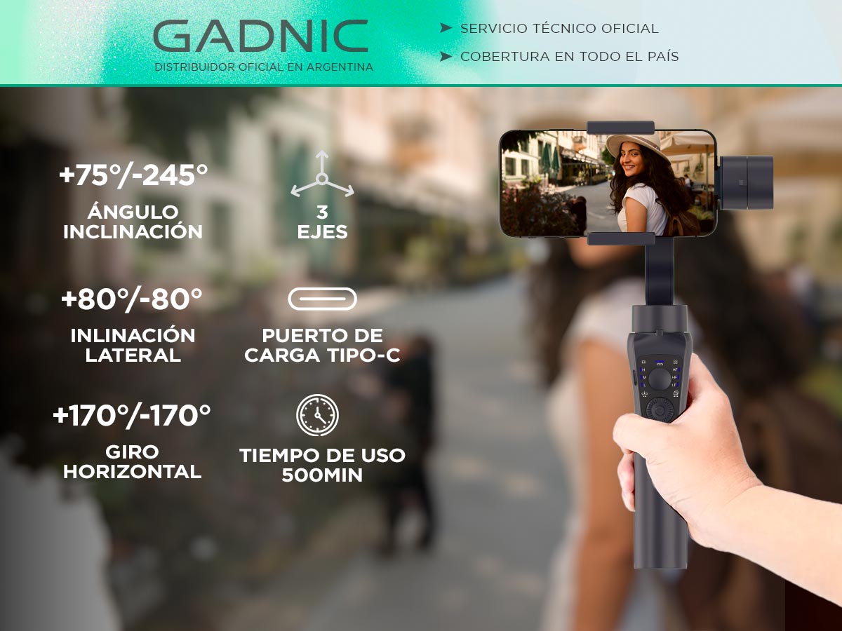 Gimbal 3 Ejes Gadnic Estabilizador para Celular Pro Control Joystick 360 Grados - Imagen 2