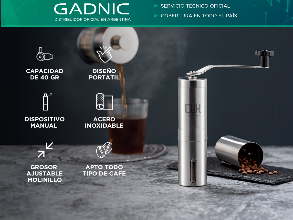 Kit Barista Molinillo Manual Aluminio Cafetera Gadnic Aluminio - Imagen 2