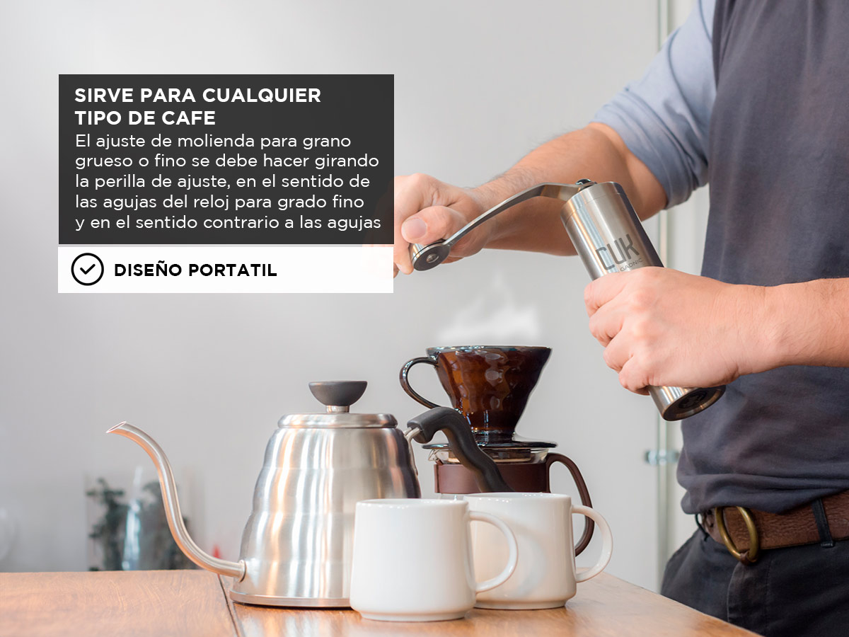 Kit Barista Molinillo Manual Aluminio Cafetera Gadnic Aluminio - Imagen 4