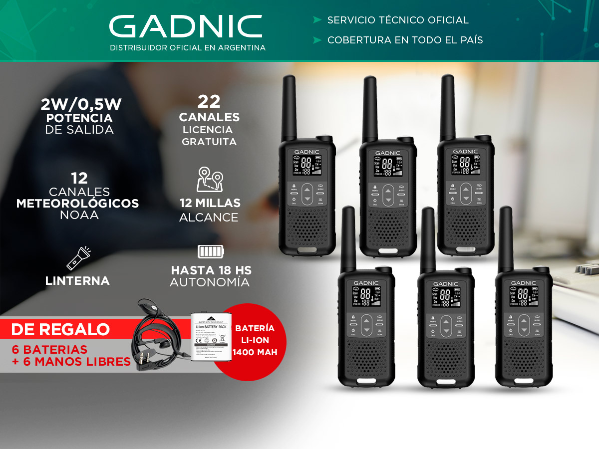 Kit 6 Mini Walkie Talkie Gadnic WK5200 Bidireccional de Largo Alcance - Imagen 2