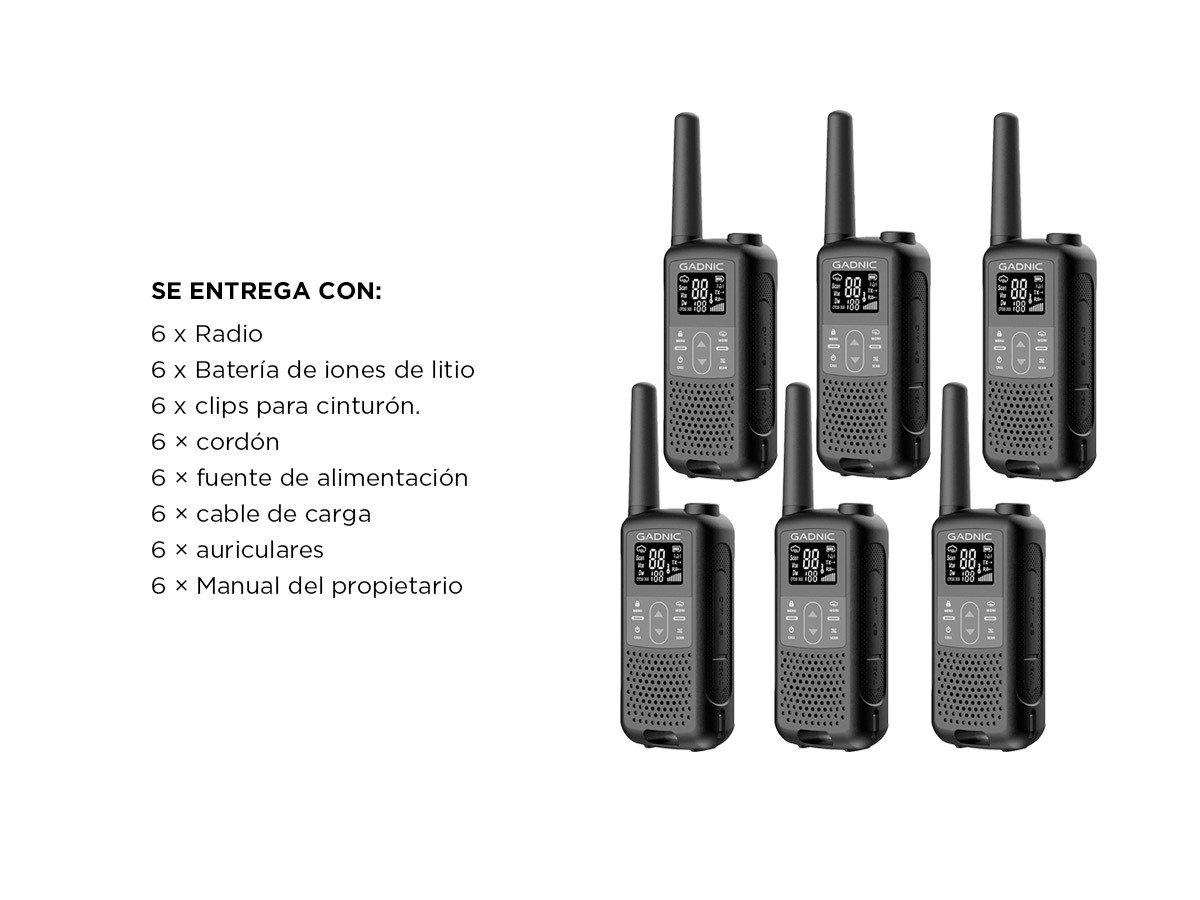 Kit 6 Mini Walkie Talkie Gadnic WK5200 Bidireccional de Largo Alcance - Imagen 7