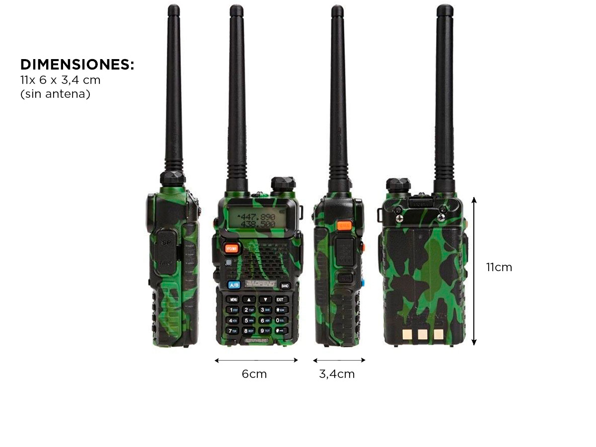Handy Baofeng UV-5R 8w Camuflado Bi-Banda Kit x4 Hasta 12km + 8 Baterías y 4 Manos Libres - Imagen 5