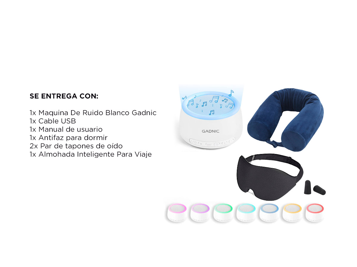 Maquina De Ruido + Antifaz Mascara Memory Foam + Almohada Inteligente - Imagen 7