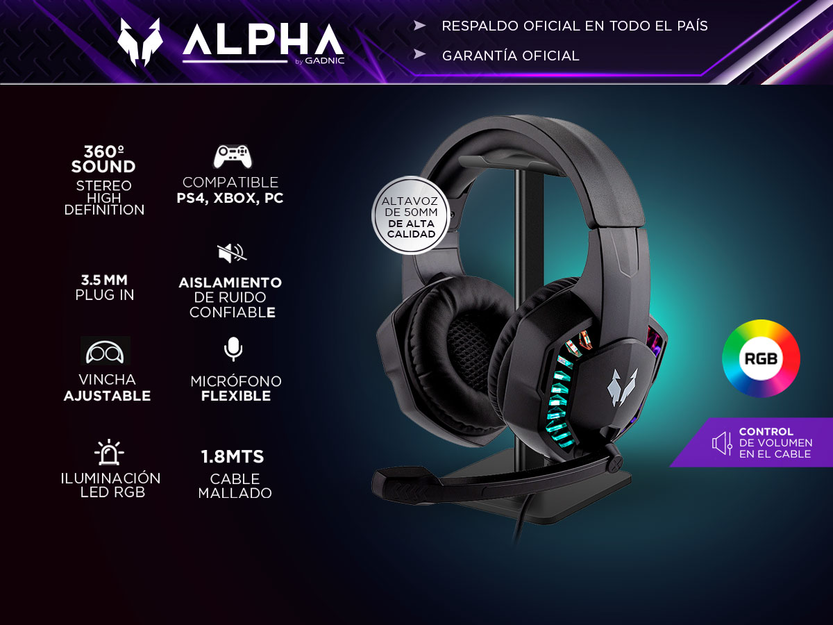 Kit Auriculares Gamer RGB Iluminado + Auriculares Con Soporte - Imagen 2