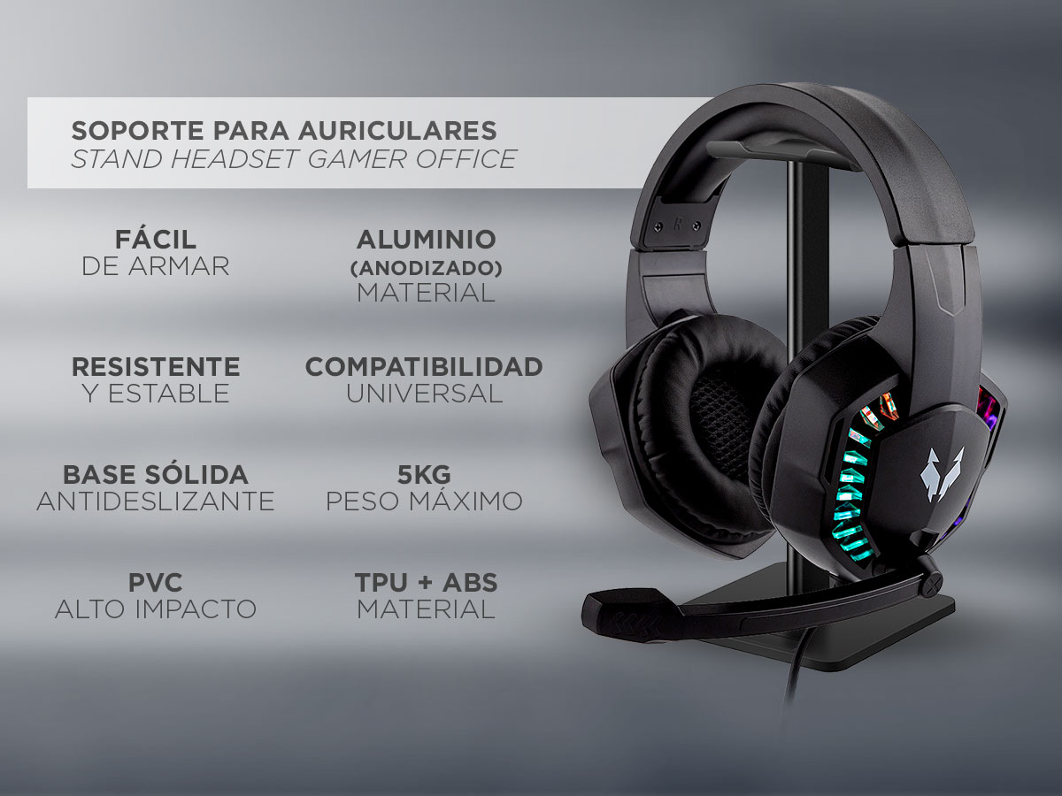 Kit Auriculares Gamer RGB Iluminado + Auriculares Con Soporte - Imagen 3