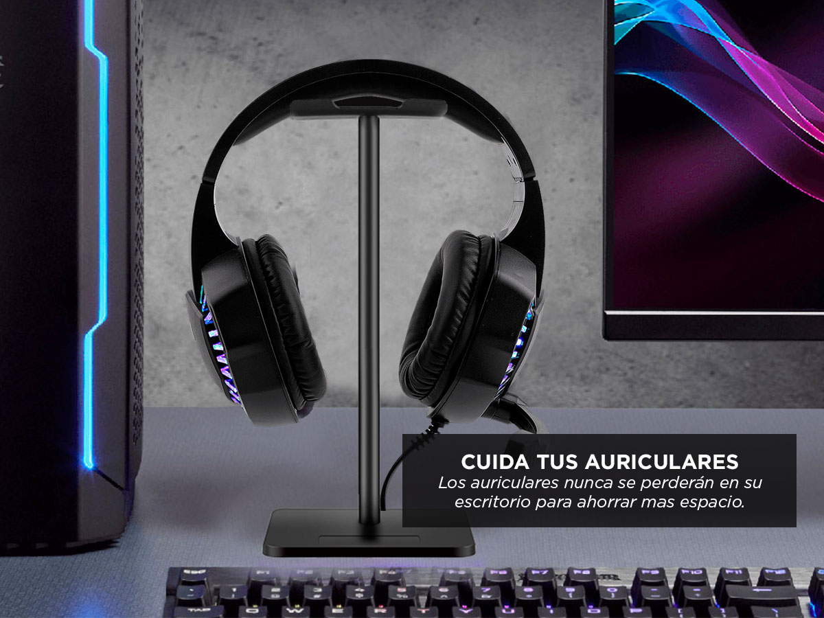 Kit Auriculares Gamer RGB Iluminado + Auriculares Con Soporte - Imagen 5