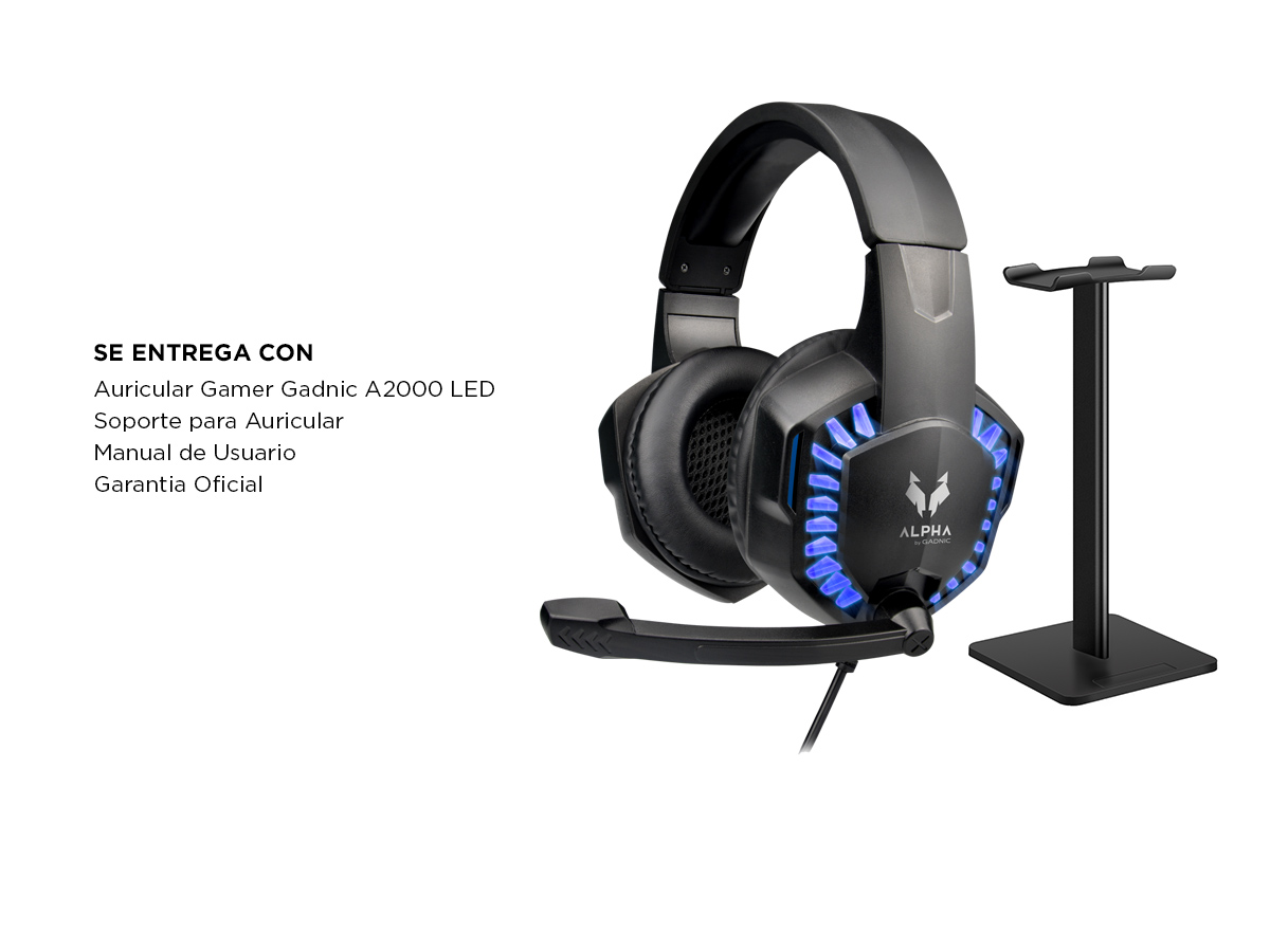 Kit Auriculares Gadnic Gamer A2000 RGB + Auriculares Gamer031 Con Soporte - Imagen 7