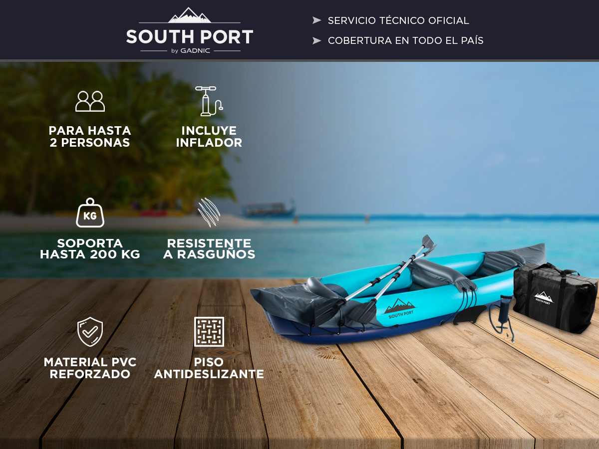 Kayak Inflable South Port Para 2 Personas 200KG - Imagen 2