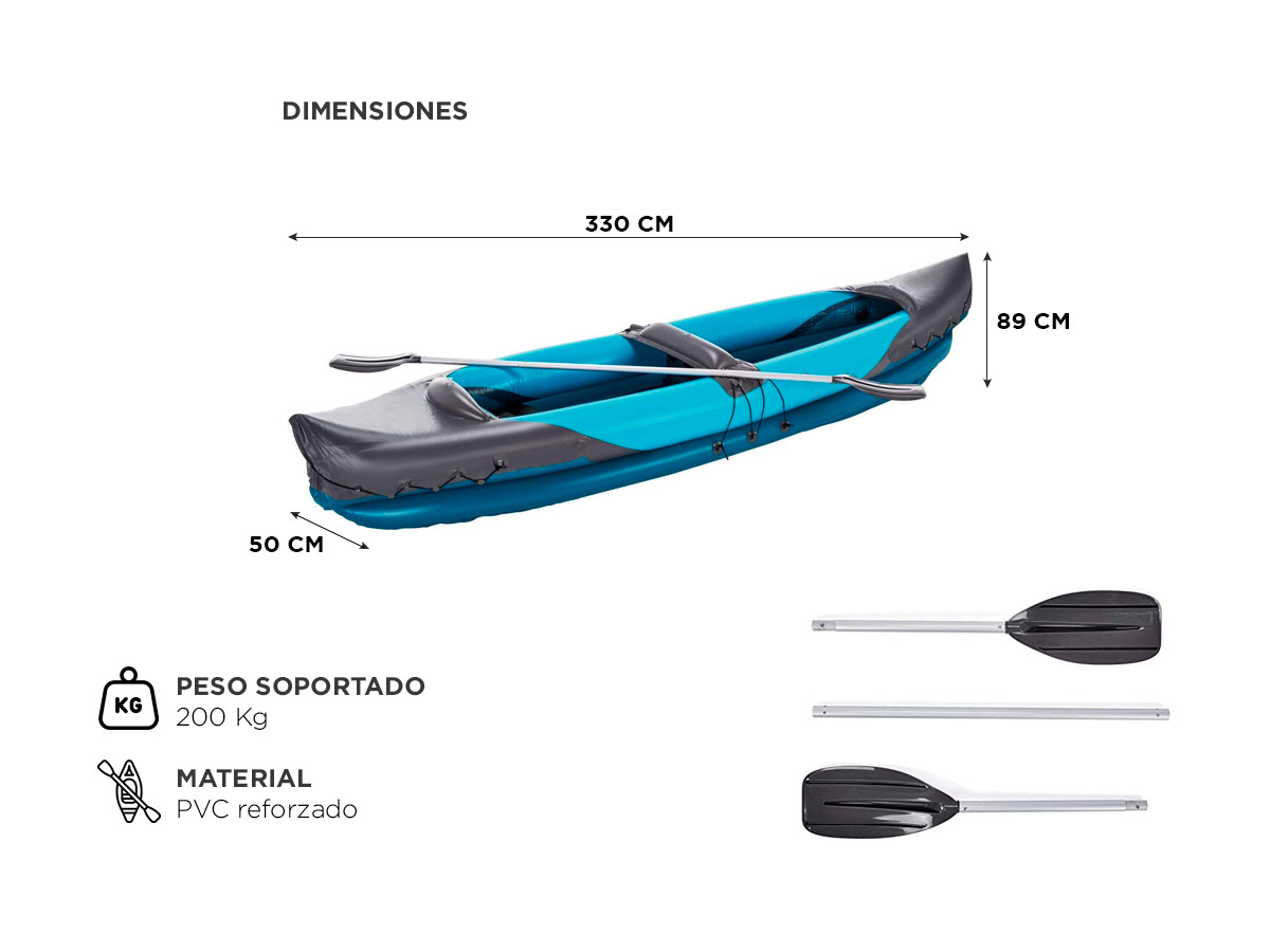 Kayak Inflable South Port Para 2 Personas 200KG - Imagen 5