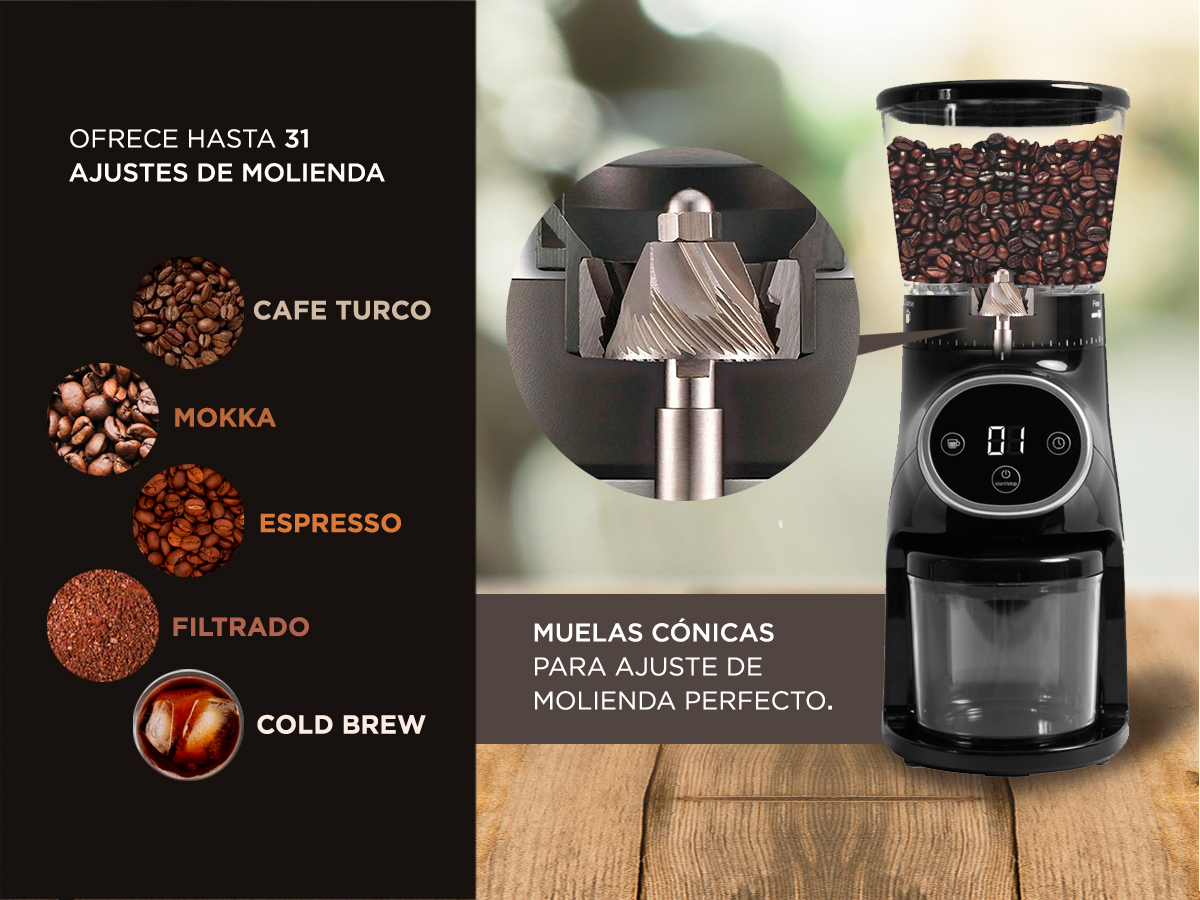 KIT Molinillo De Cafe Profesional CG165 Cafetera Manual Francesa Gadnic - Imagen 3