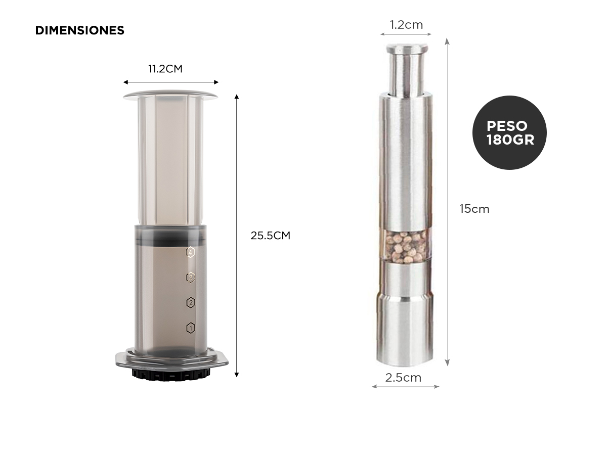 Kit Cafetera Aeropress Cukpress Gadnic + Molinillo Triturador de Café Manual Acero - Imagen 6