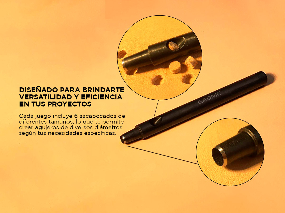 Sacabocados A Golpe Gadnic Juego De 6 Piezas - Imagen 3