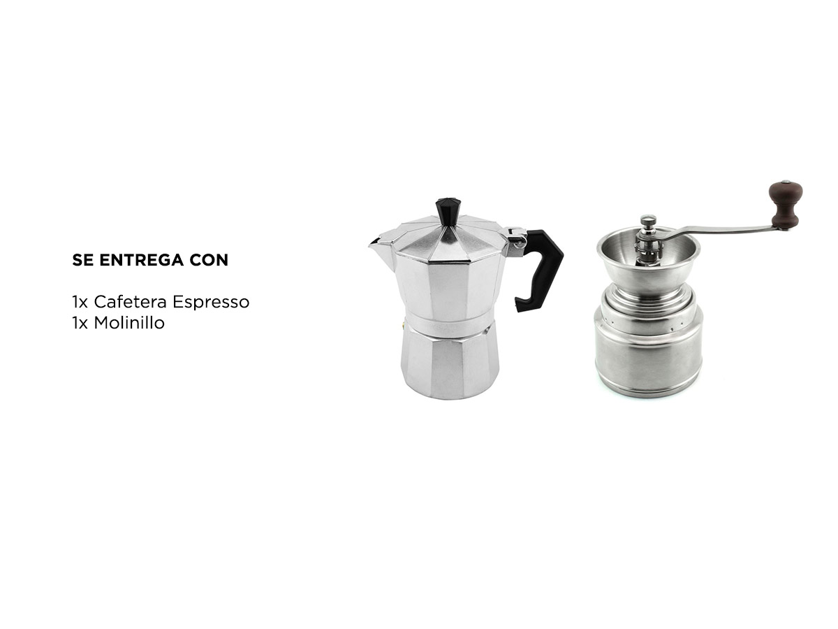 Kit Cafetera Gadnic de Aluminio Moka + Molinillo Cafe Manual - Imagen 7