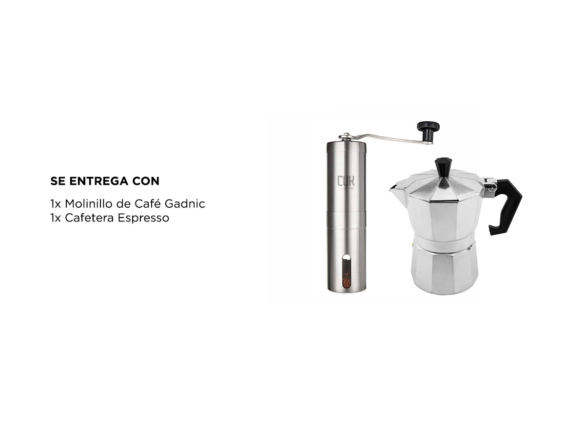 Kit Barista Molinillo Manual Aluminio Cafetera Gadnic Aluminio - Imagen 7