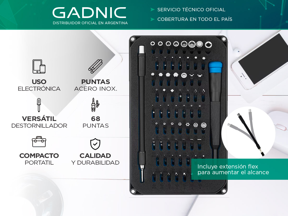 Kit Destornillador Profesional Gadnic 68 Puntas - Imagen 2