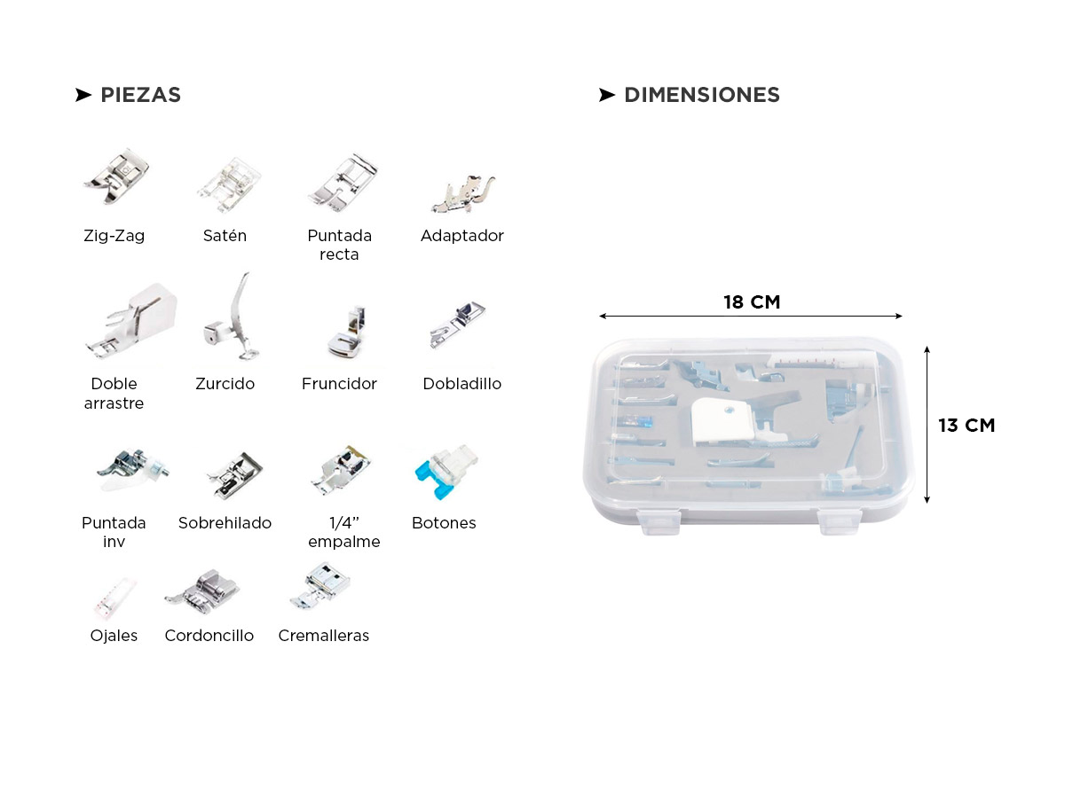 Kit x15 Pie Prensatelas Gadnic Para Maquina de Coser - Imagen 4