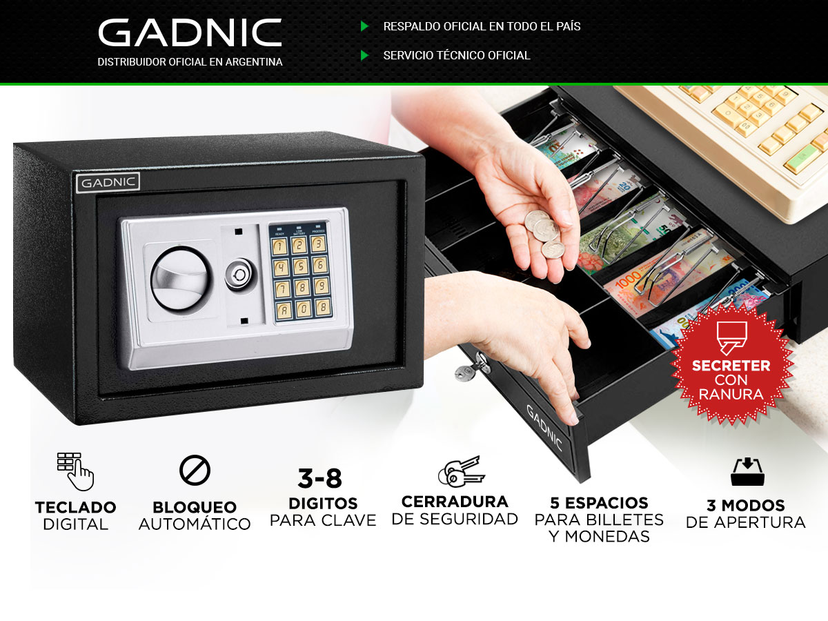 KIT Comercial Gaveta Dinero 5 Billetes G405 + Caja Fuerte E20 - Imagen 2