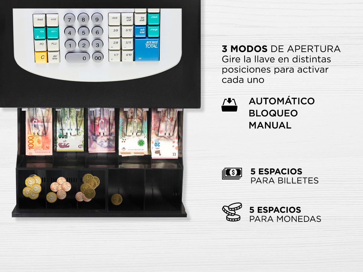 KIT Comercial Gaveta Dinero 5 Billetes G405 + Caja Fuerte E20 - Imagen 5