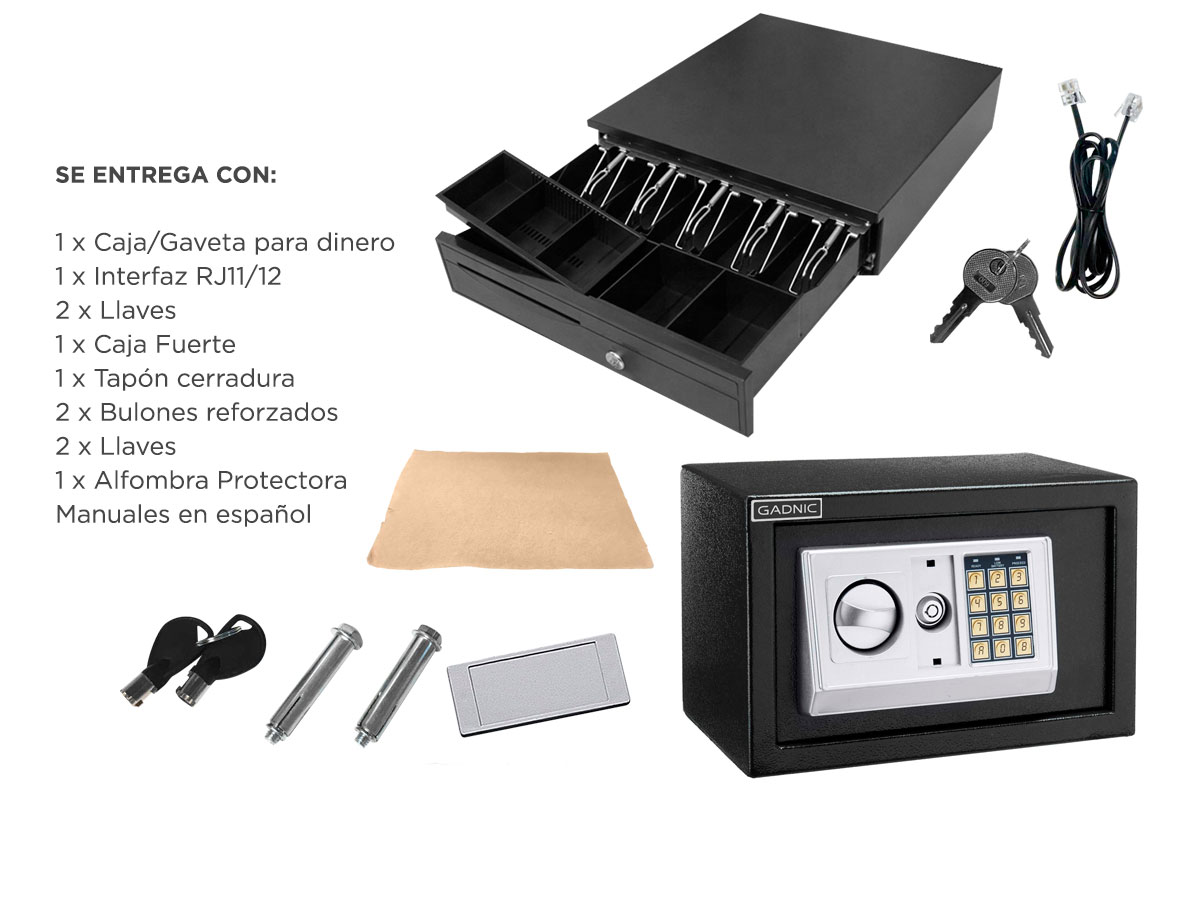 KIT Comercial Gaveta Dinero 5 Billetes G405 + Caja Fuerte E20 - Imagen 7