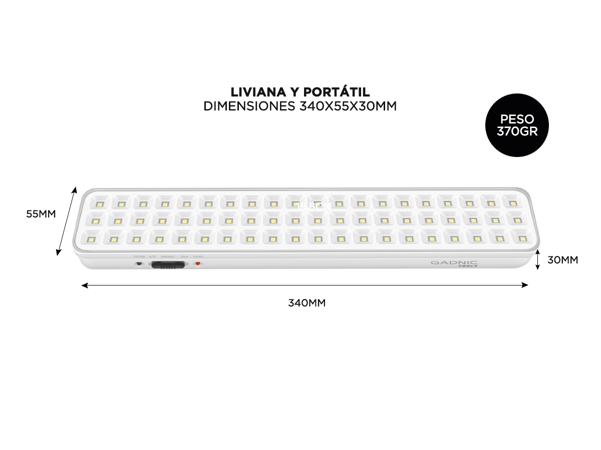 Luz de Emergencia Gadnic Tools L60 Kit x8 60 Led Alta Luminosidad 6500K - Imagen 5