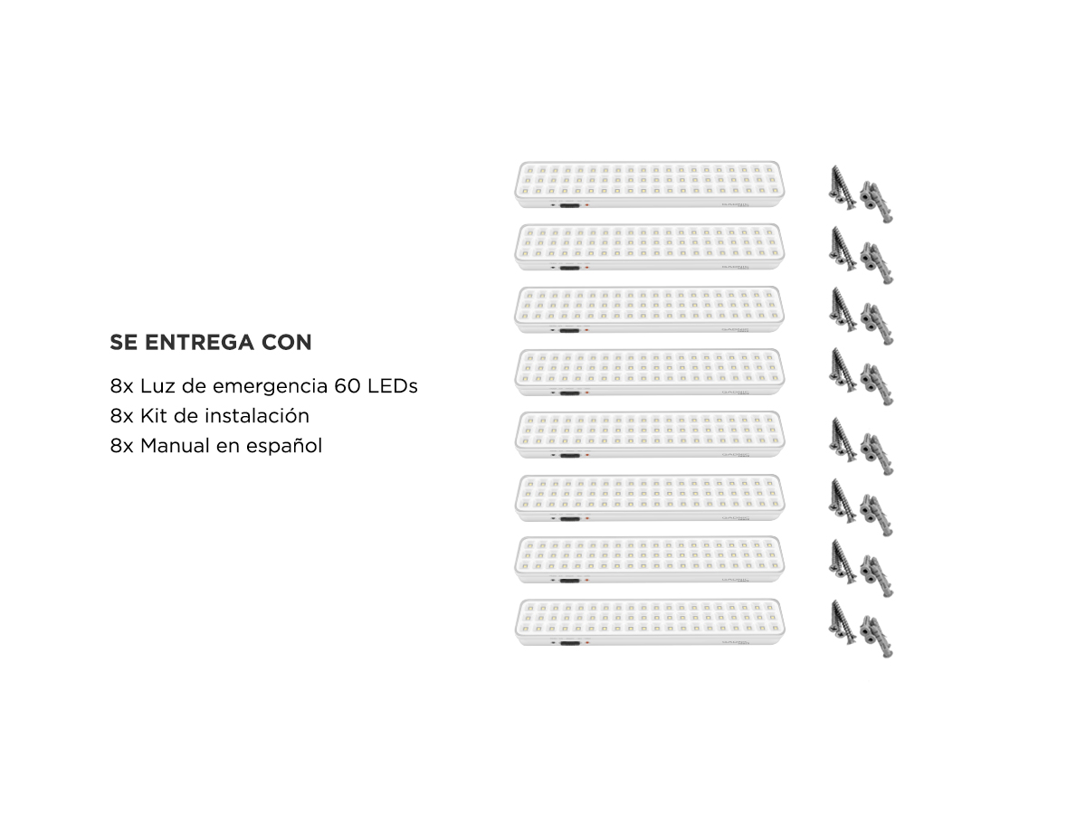 Luz de Emergencia Gadnic Tools L60 Kit x8 60 Led Alta Luminosidad 6500K - Imagen 6
