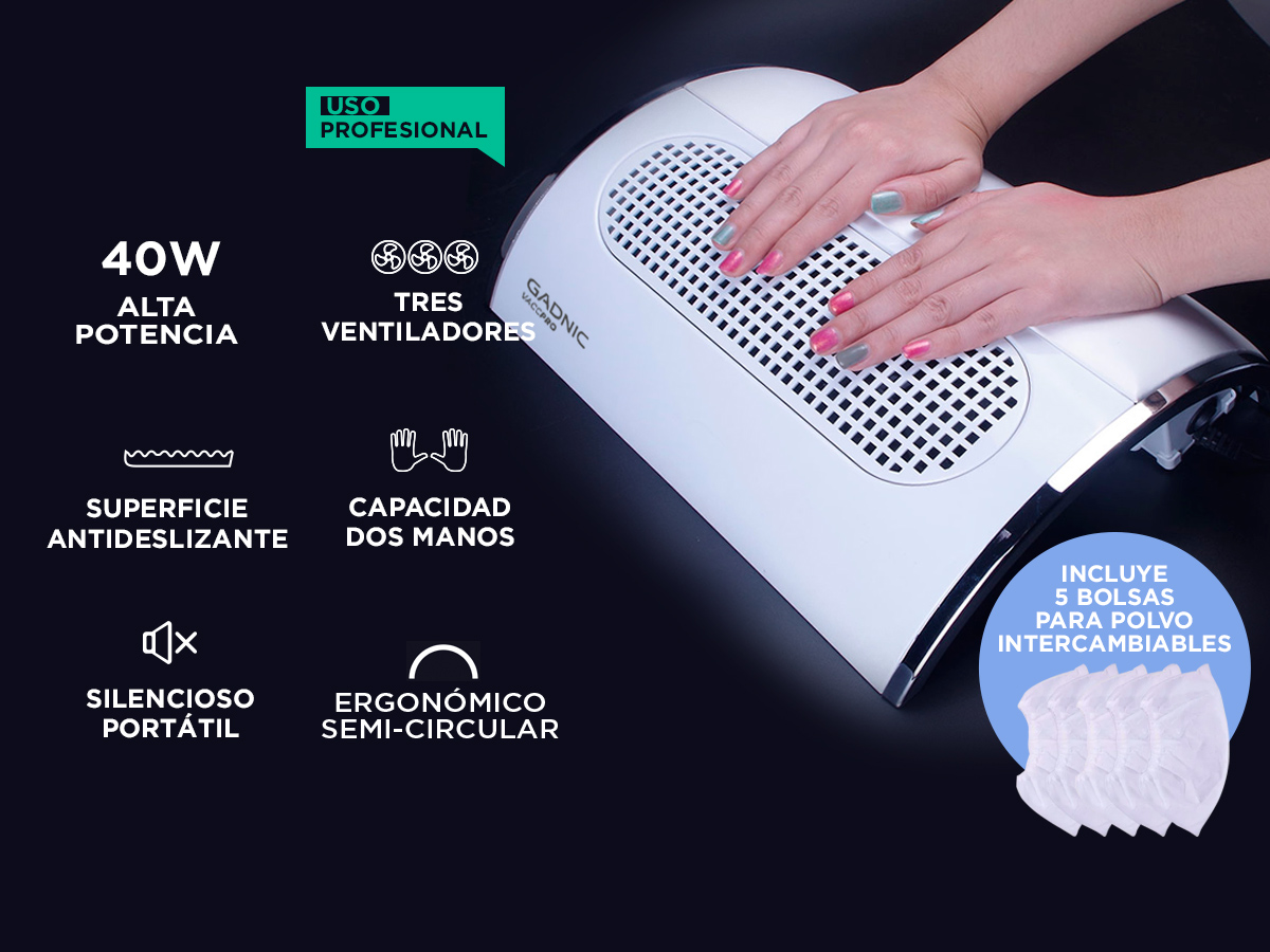 Kit Para Uñas Gadnic Torno T202 + Extractor de Polvo VaccPro Uso Profesional - Imagen 4