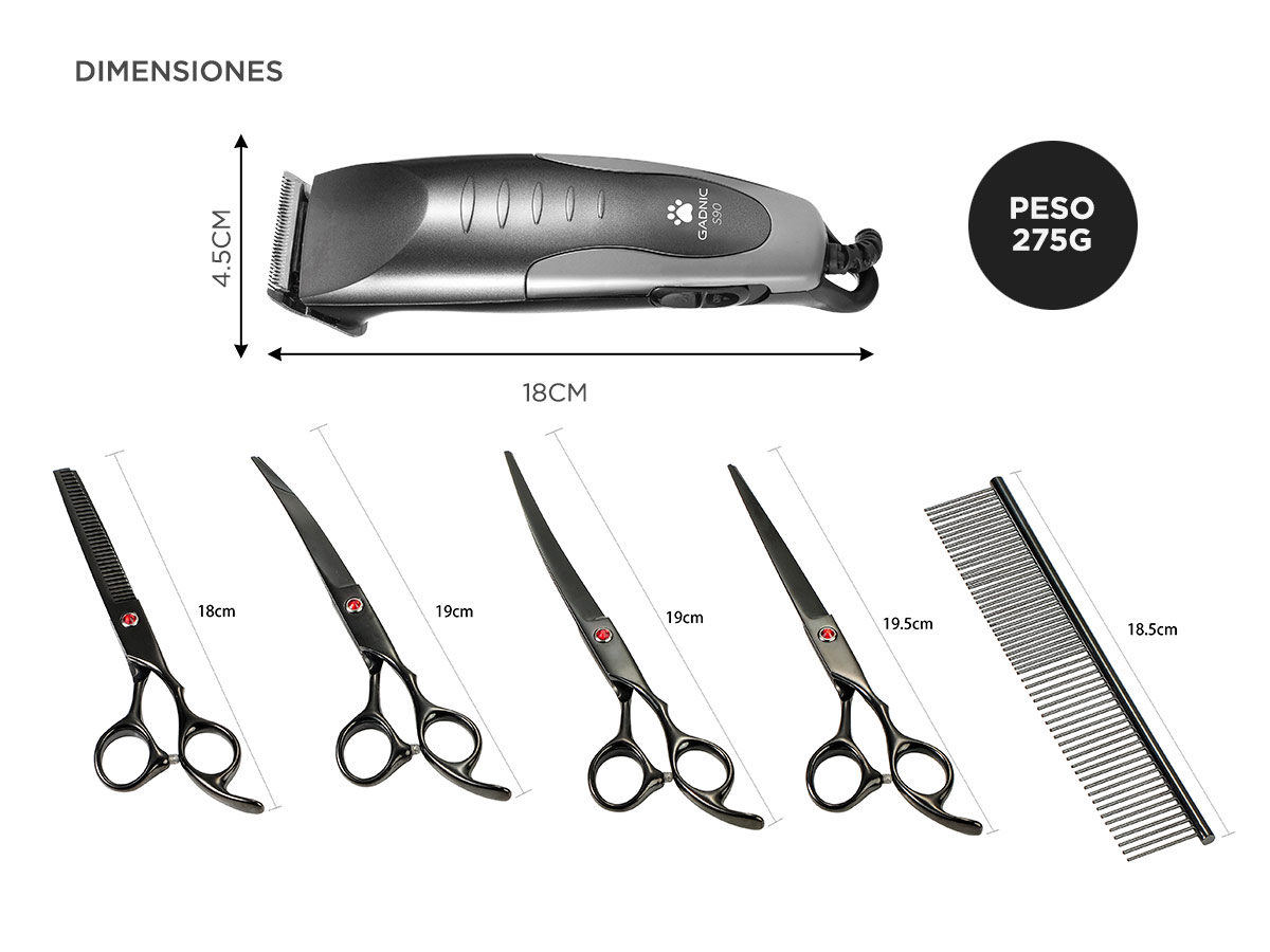 Kit Máquina De Cortar Pelo Para Perros Gadnic CPC12 + Set de 4 Tijeras - Imagen 6