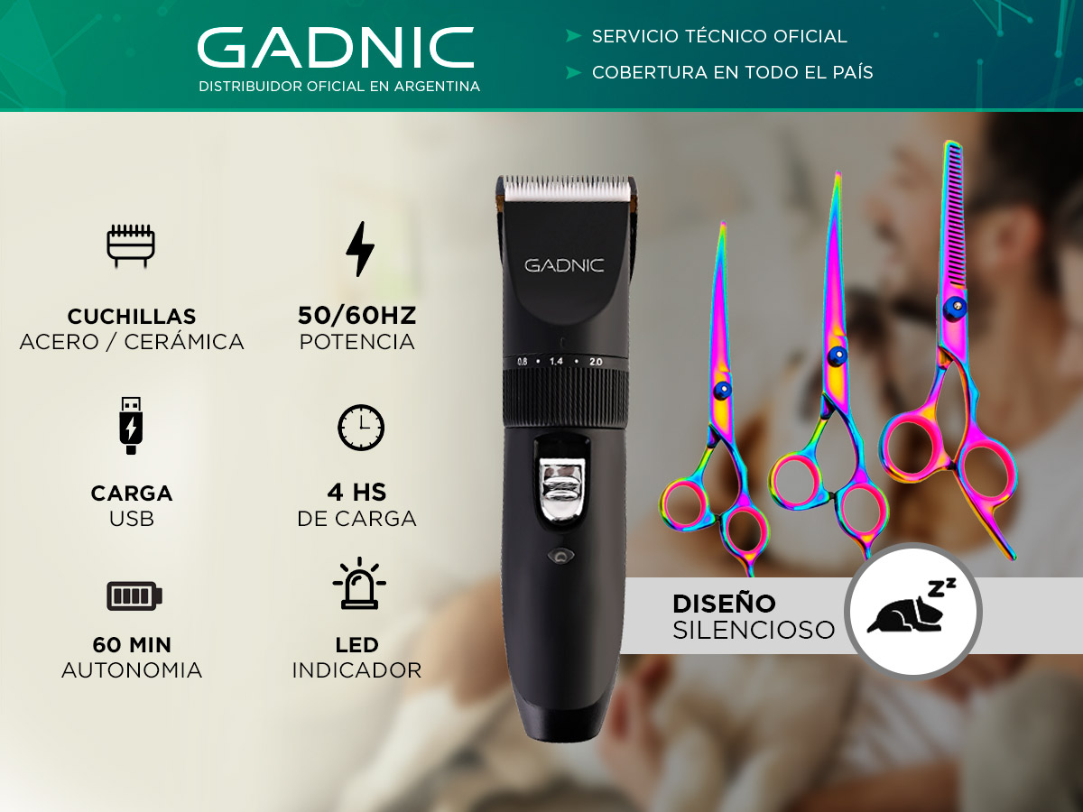 Kit Cortadora de Pelo Canino Gadnic CPL52 + Tijeras Peluquería Canina - Imagen 2