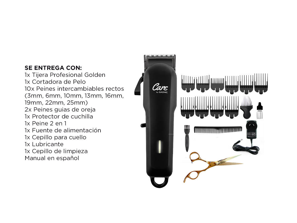 Kit Tijera profesional 6,5" Gold 22K + Cortadora de Pelo Recargable CARE - Imagen 7