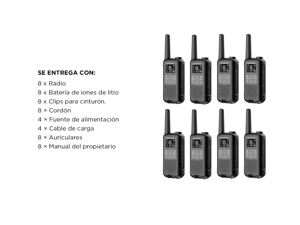 Kit x 4 Handy Gadnic WK5200 Kit 2 Unidades 22CH UHF Display USB C + Manos Libres - Imagen 7
