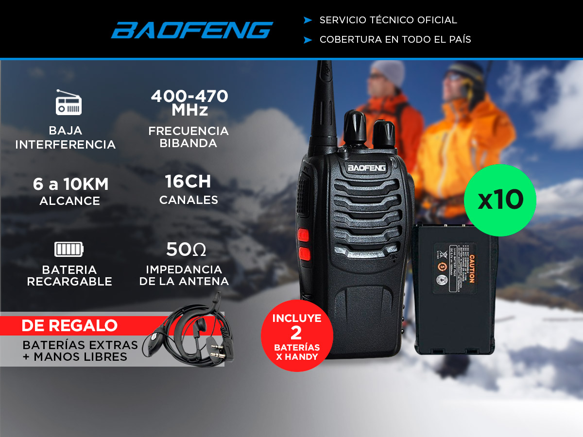 Kit x 10 Handy Baofeng BF-999S 5w 16CH UHF Hasta 10km - Imagen 2