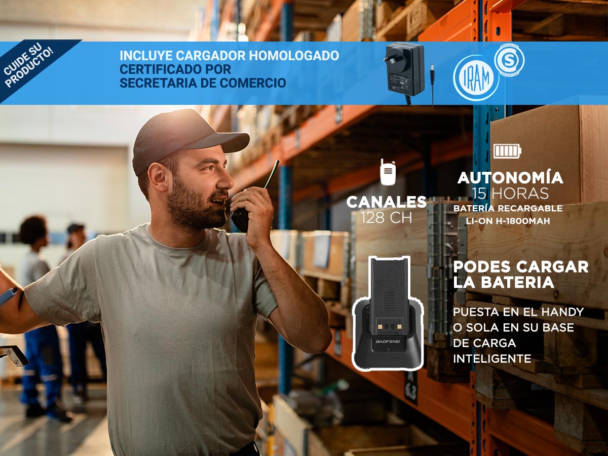 Handy Baofeng A-58 Kit x4 Bi-Banda 5w 128CH Hasta 12km + 8 Baterías y 4 Manos Libres - Imagen 3