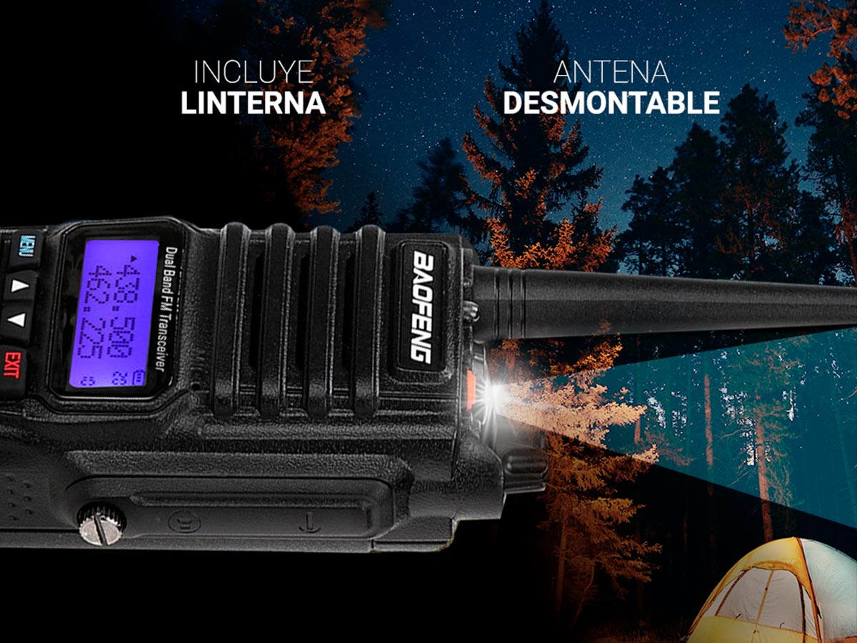 Handy Baofeng A-58 Kit x4 Bi-Banda 5w 128CH Hasta 12km + 8 Baterías y 4 Manos Libres - Imagen 6