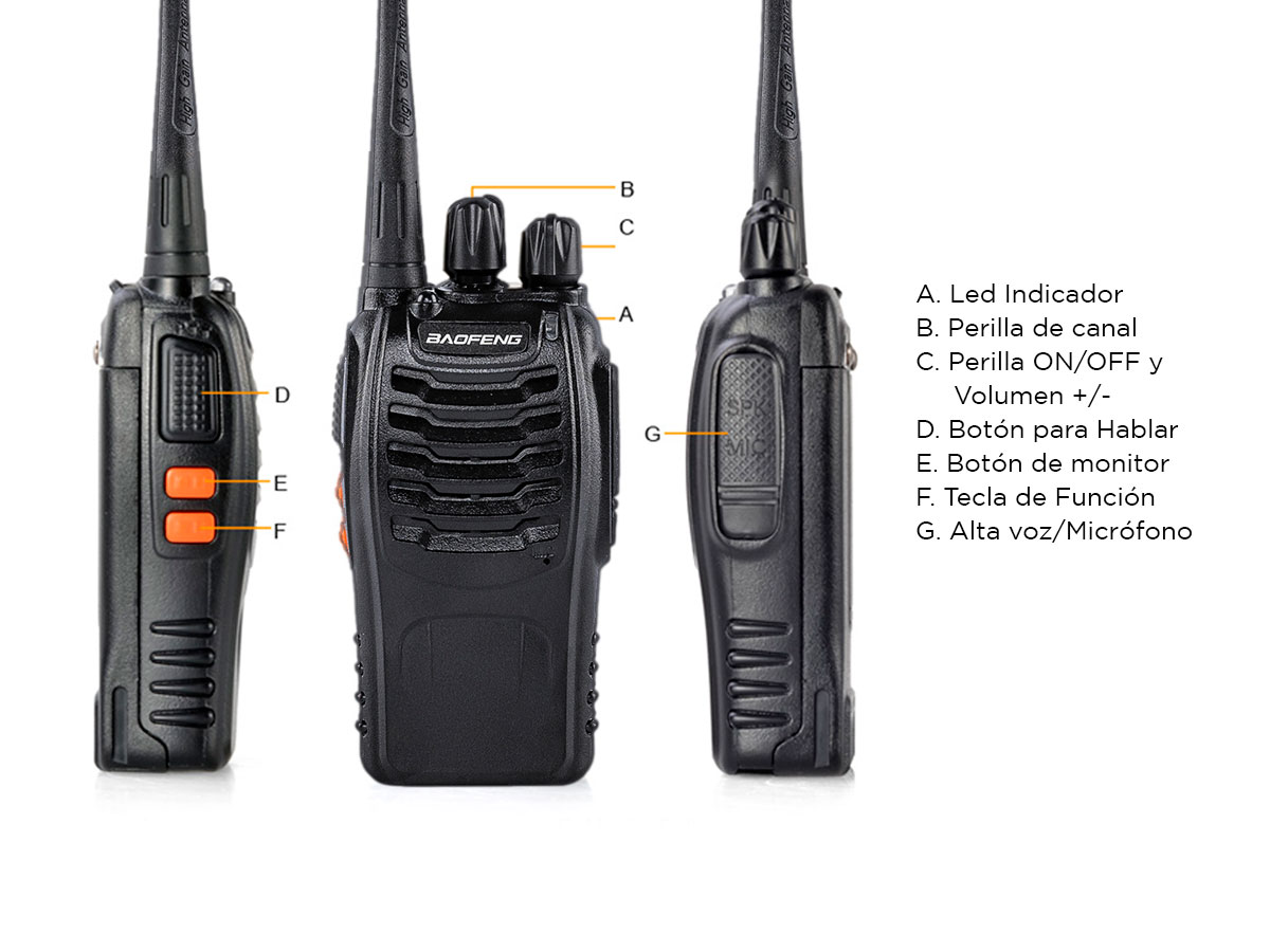Handy Baofeng BF-888S Kit x2 5w 16CH UHF Hasta 10km + 4 Baterías y 2 Manos Libres - Imagen 6
