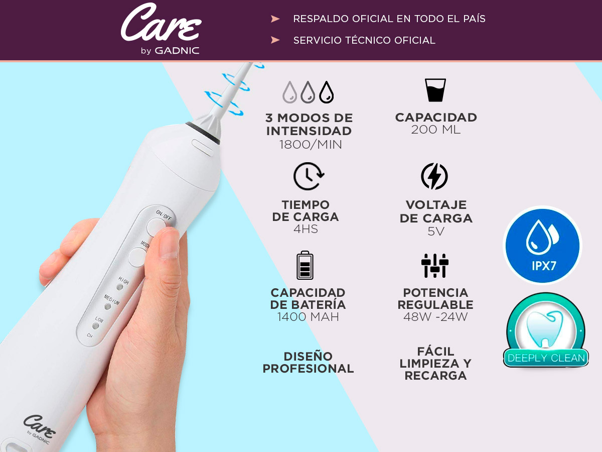 Kit Cepillo Dental Eléctrico Gadnic + irrigador Bucal Inalámbrico - Imagen 4