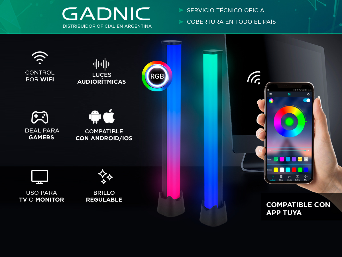 Lámpara LED Velador Gadnic RGBAR 2000 RGB Control Por APP - Imagen 2