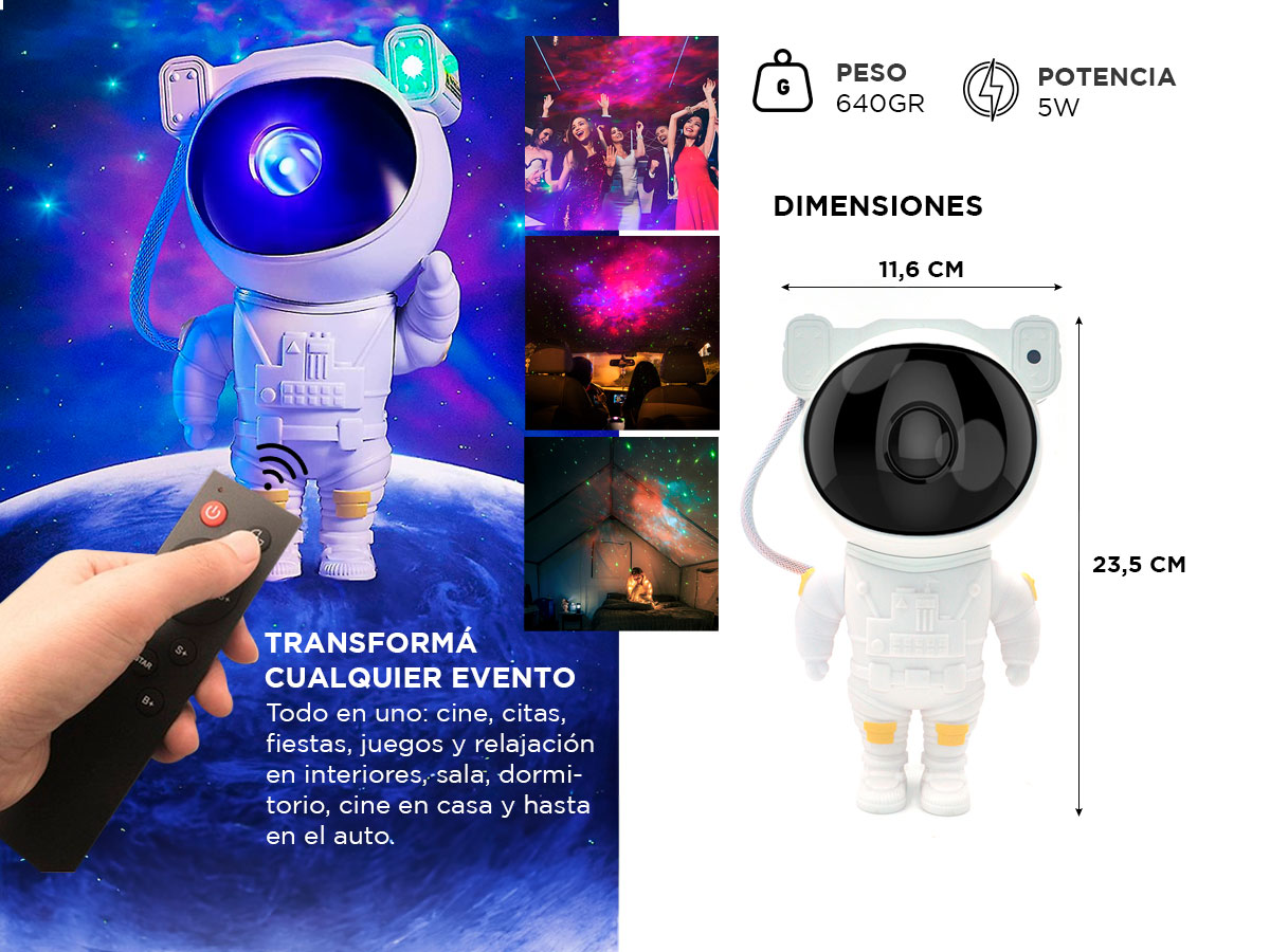 Astronauta Proyector de Luces de Galaxia Gadnic LDPP1 Star Light - Imagen 6