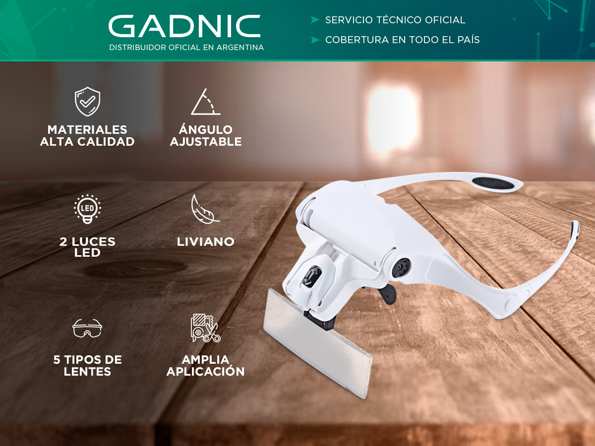Vincha Lupa Gadnic Con Luz LED Y 5 Aumentos Profesional Manos Libres - Imagen 2