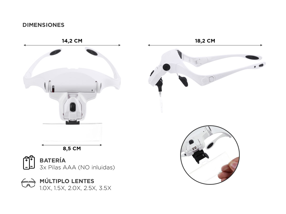 Vincha Lupa Gadnic Con Luz LED Y 5 Aumentos Profesional Manos Libres - Imagen 4