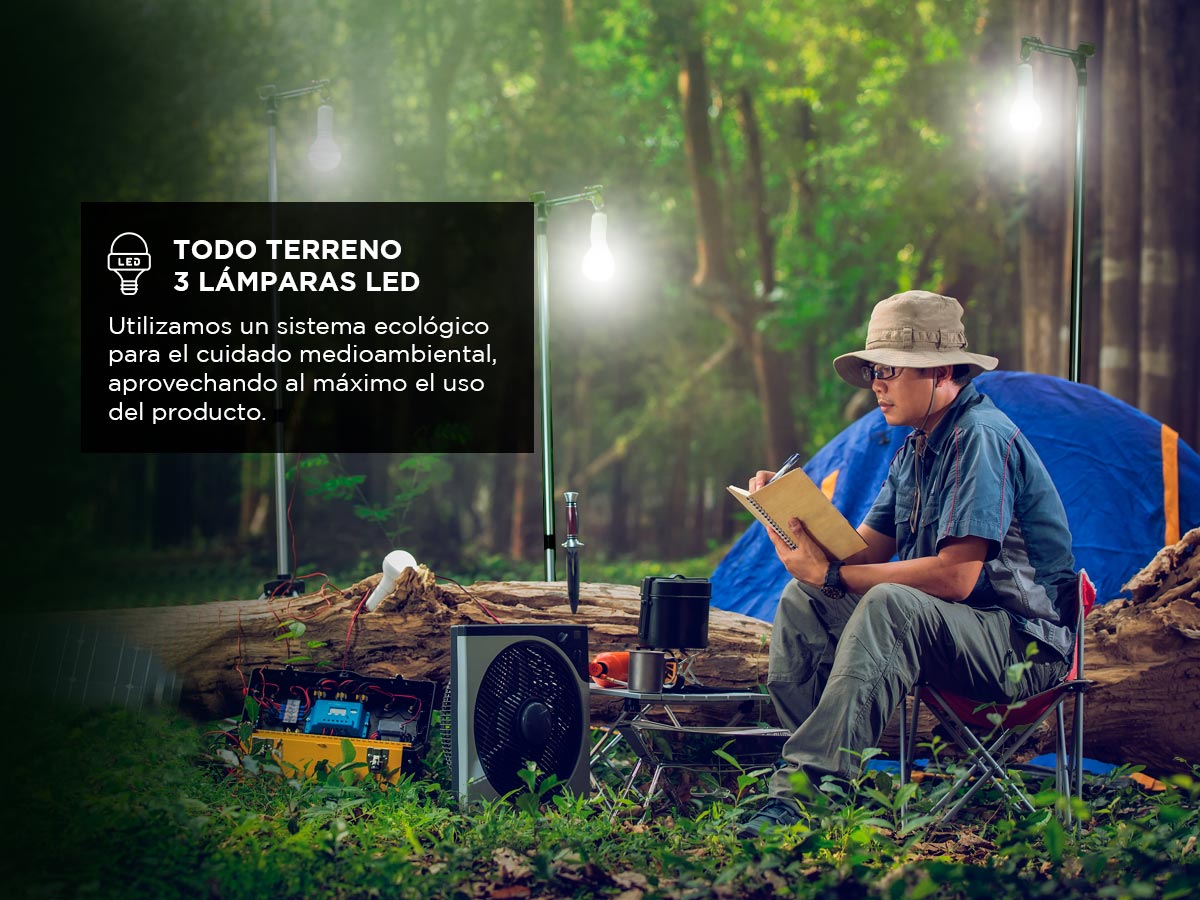 Luz De Emergencia Solar Gadnic LM1K Portatil Con Panel Cargador USB Y 3 Focos LED - Imagen 5